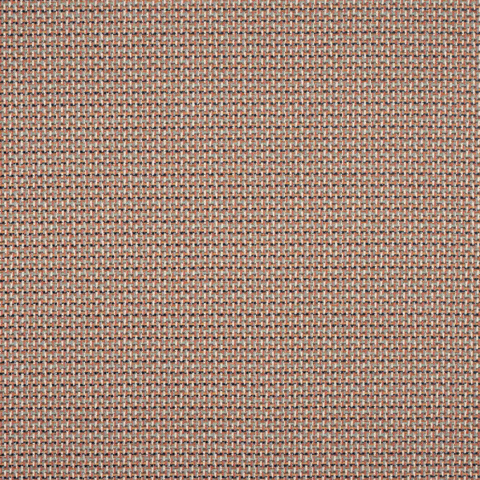 Close-up of a small woven terracotta and green fabric with a tight basket texture