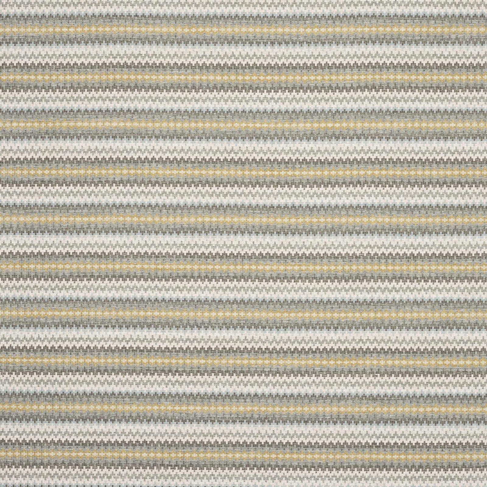 Close-up of pale aqua, grey and cream horizontal stripe fabric with woven texture