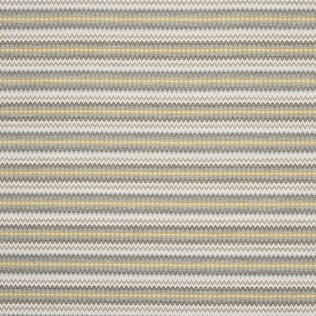 Close-up of pale aqua, grey and cream horizontal stripe fabric with woven texture