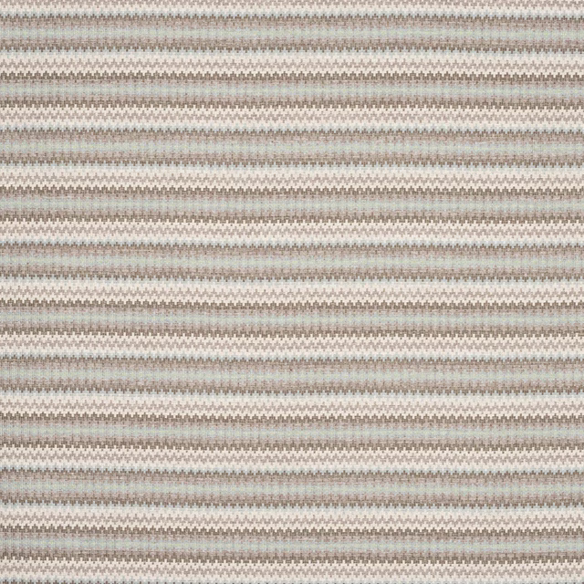 Pale old blue and neutral horizontal stripe fabric with a fine woven texture