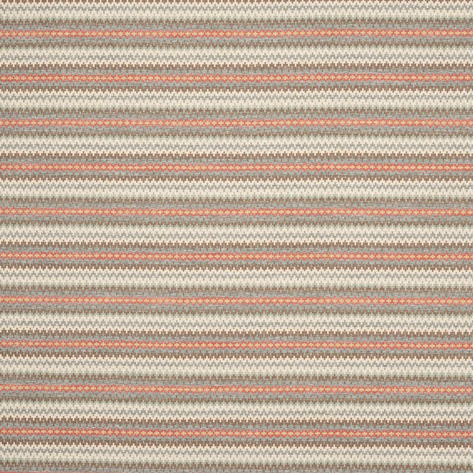 Close-up of small horizontal red, forest green and neutral woven stripes