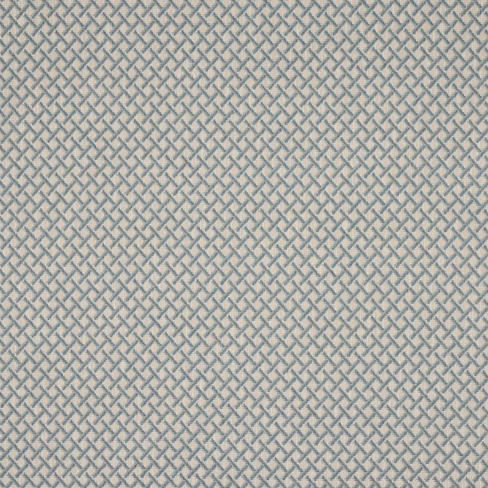 Close-up of small blue lattice weave on a pale cream ground