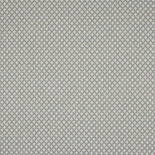 Close-up of small blue lattice weave on a pale cream ground