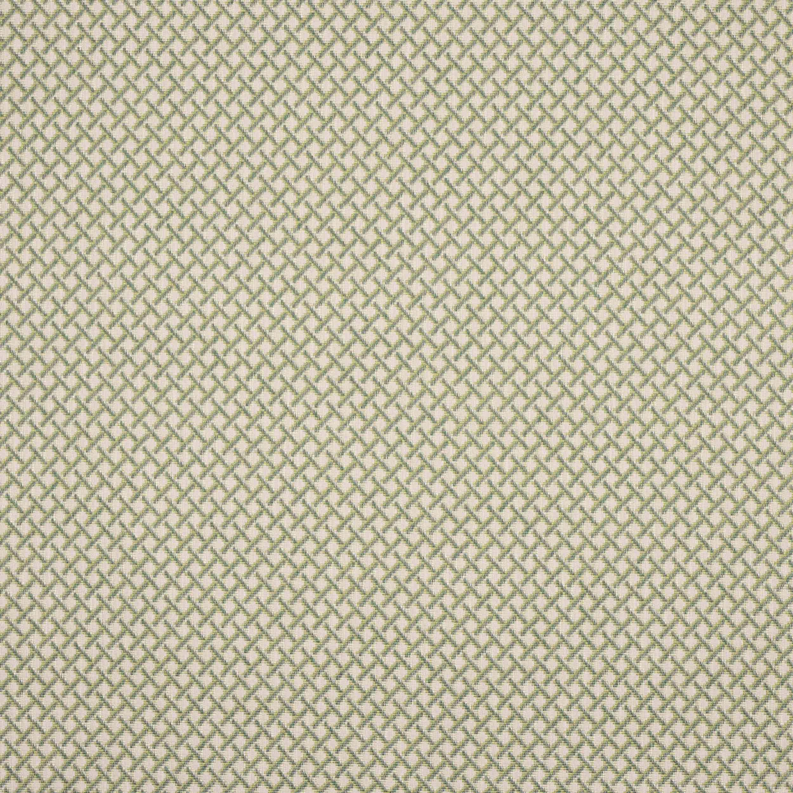 Close-up of Sandford Green fabric showing a small sage lattice on a pale ground