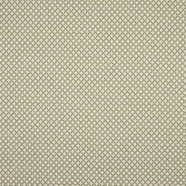 Close-up of Sandford Green fabric showing a small sage lattice on a pale ground
