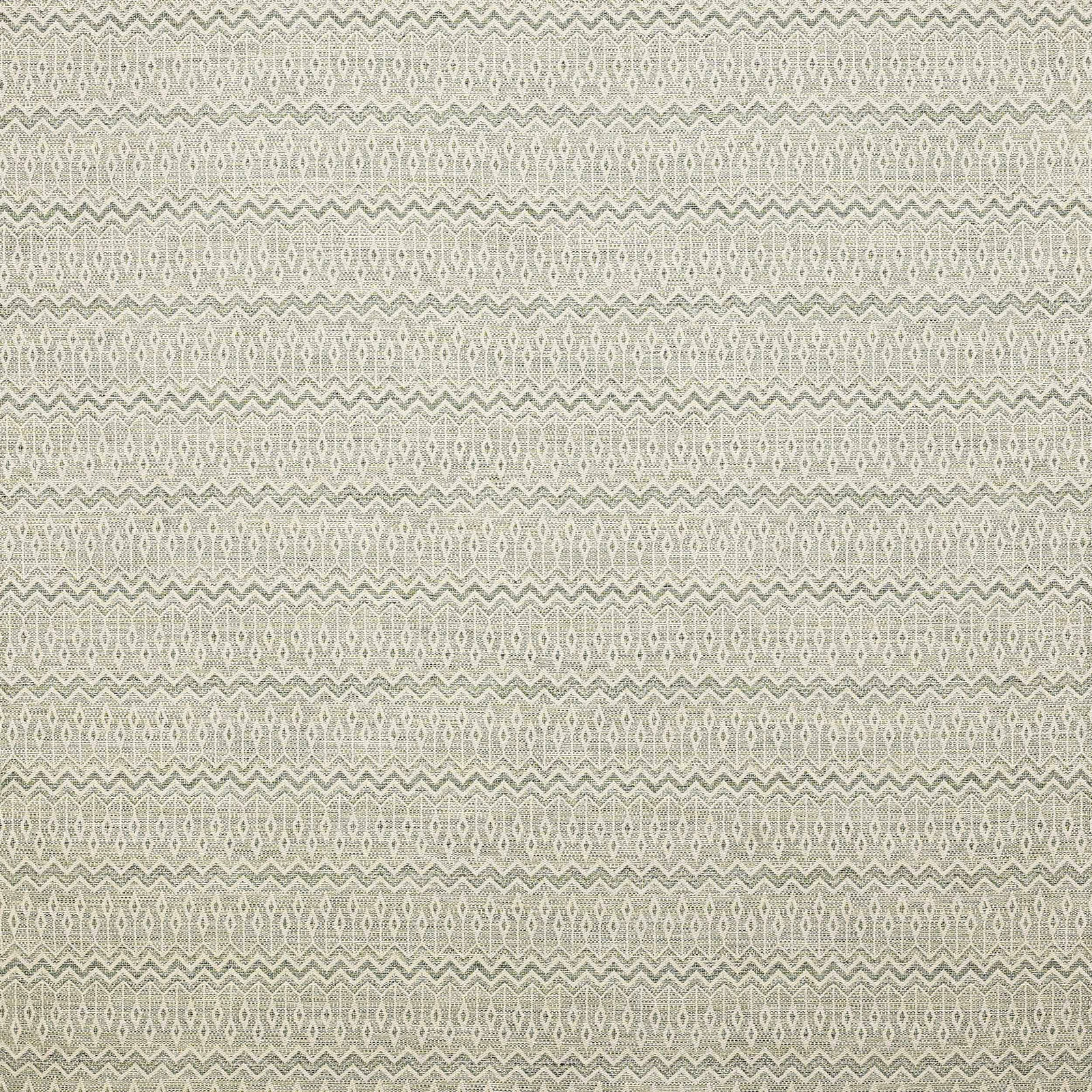 Soft sage green geometric fabric with narrow zigzag and leaf stripes