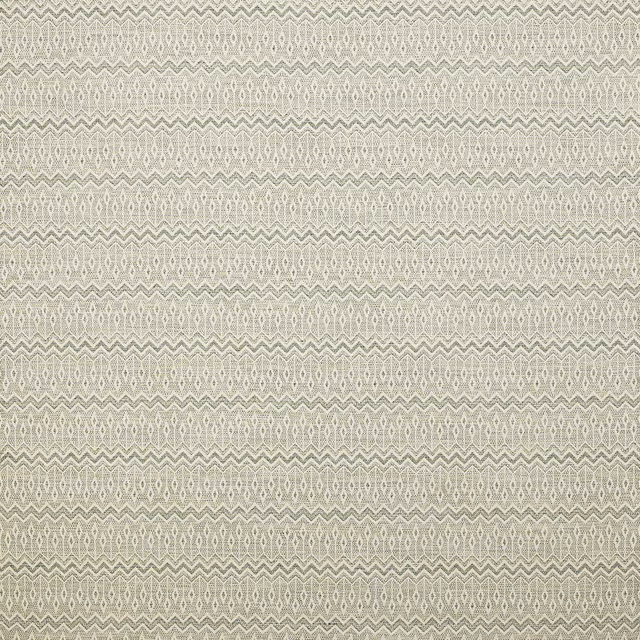 Soft sage green geometric fabric with narrow zigzag and leaf stripes