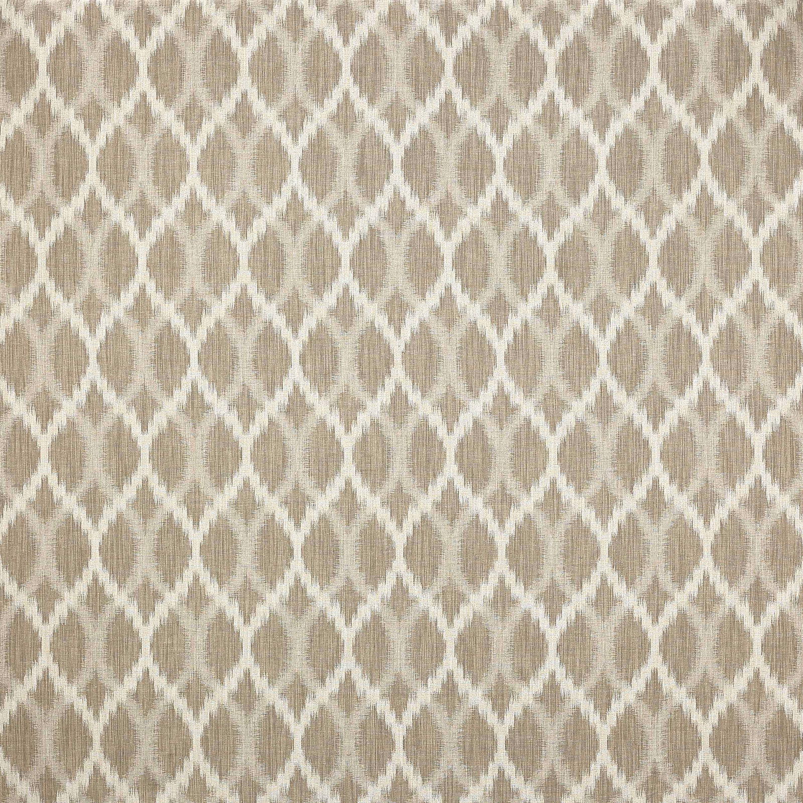Beige geometric lattice upholstery fabric with ivory trellis pattern and soft woven texture