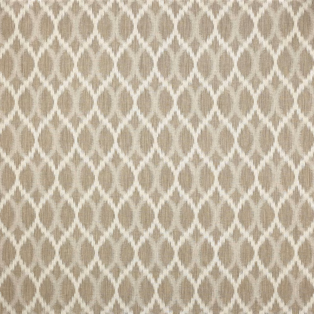Beige geometric lattice upholstery fabric with ivory trellis pattern and soft woven texture