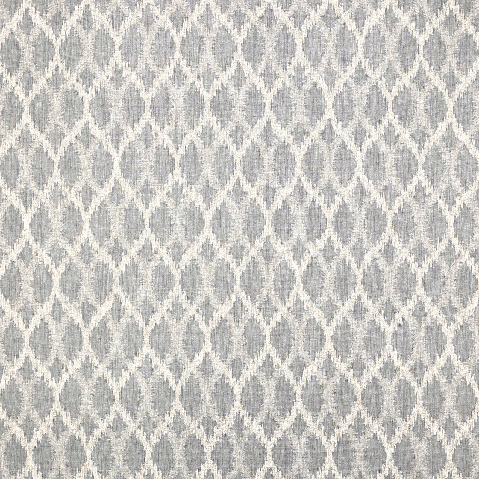 Pale slate blue and ivory woven damask fabric with small repeating diamond motifs