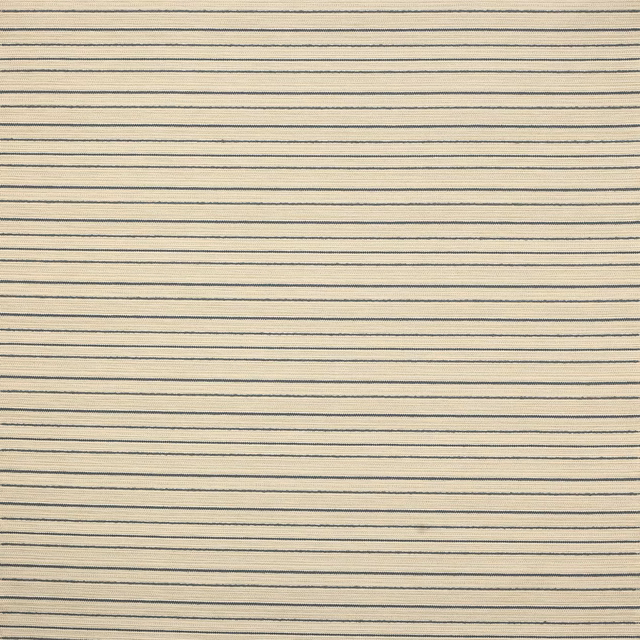 Cream fabric swatch with fine blue-grey horizontal pinstripes