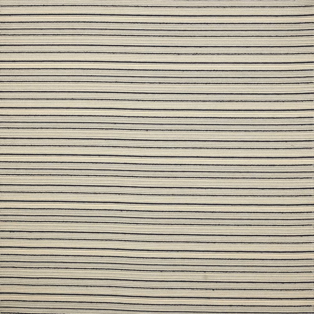 Fine navy horizontal stripes on an ivory woven fabric swatch
