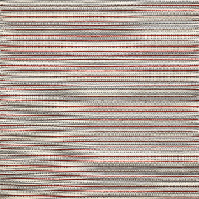 Fine horizontal red and blue striped fabric on a pale ground