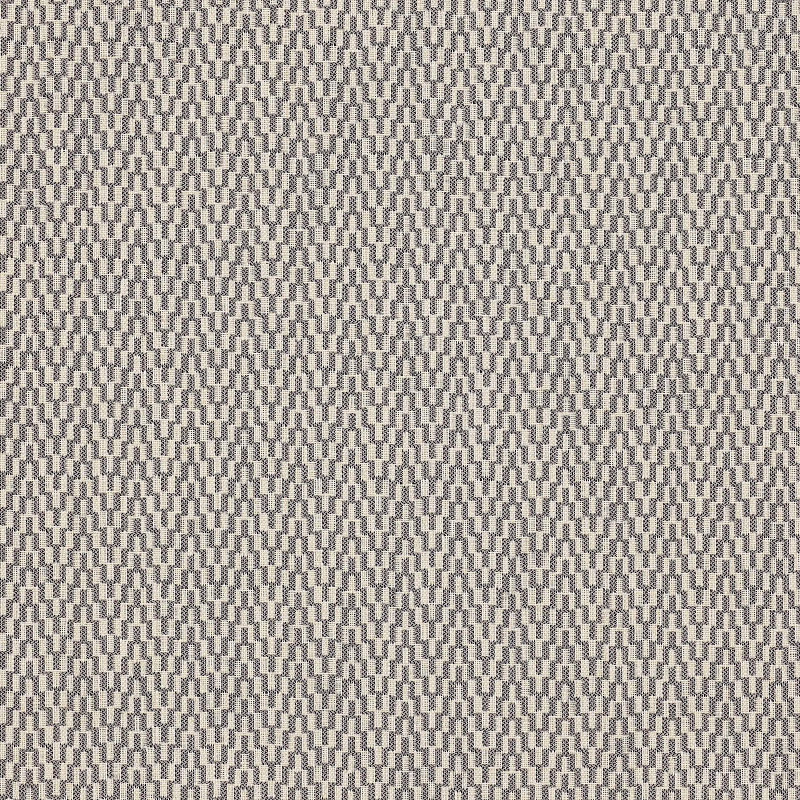 Close-up of small geometric woven fabric in charcoal and pale stone grey