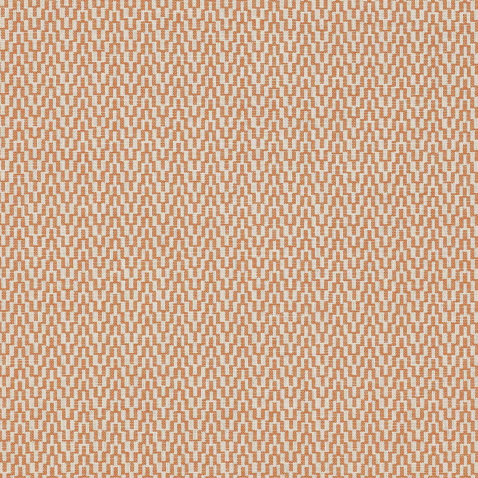 Small woven geometric fabric in soft apricot orange and cream