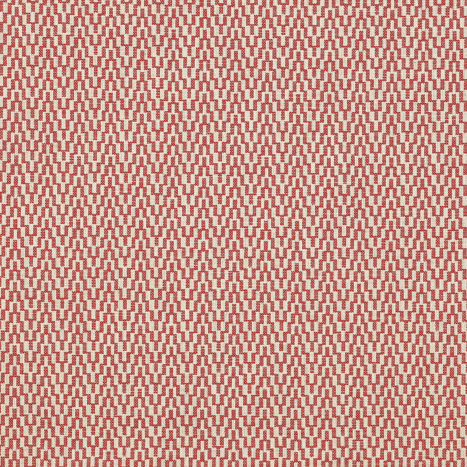 Small geometric red and cream weave with a crisp repeating pattern