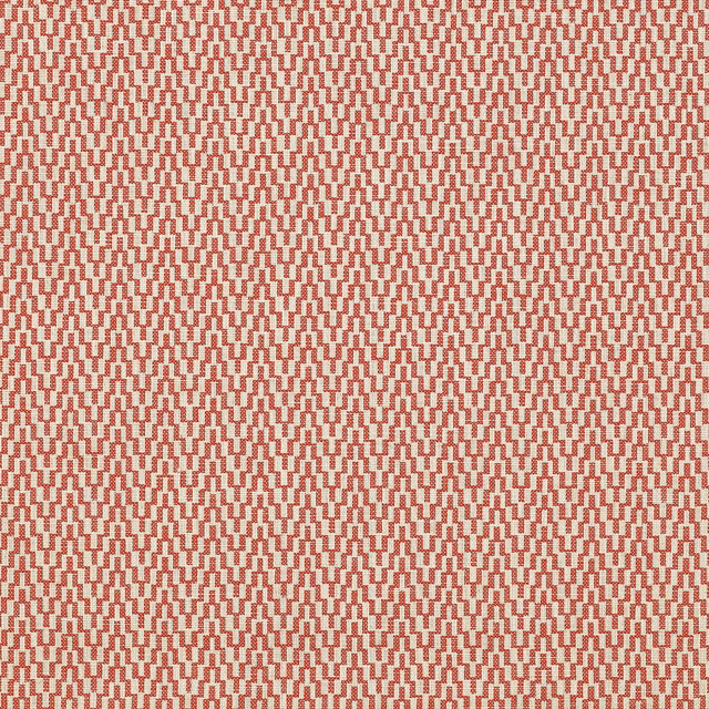 Small geometric red and cream weave with a crisp repeating pattern