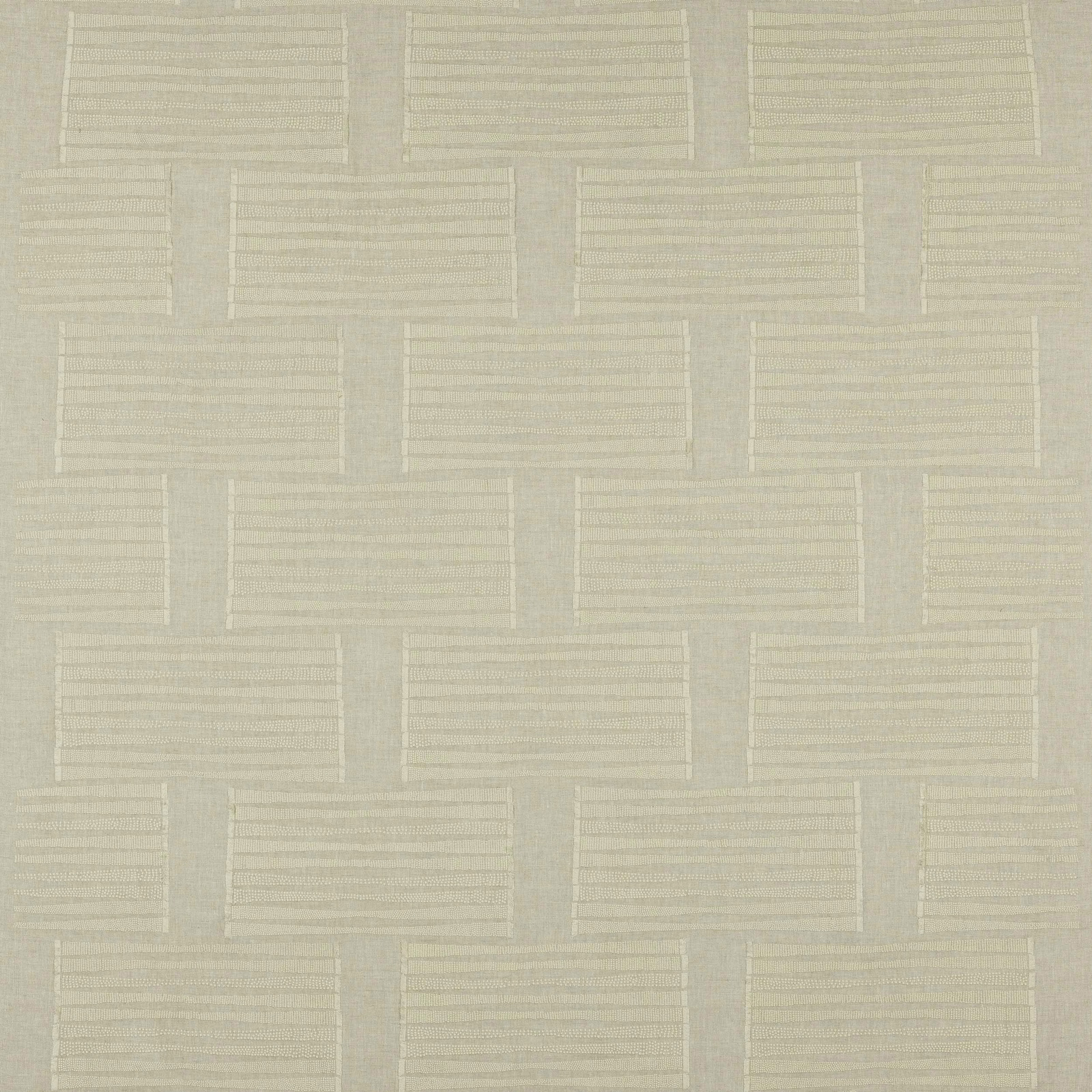 Pale ivory woven fabric with a basket-weave block pattern