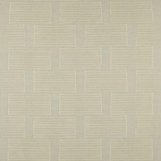 Pale ivory woven fabric with a basket-weave block pattern