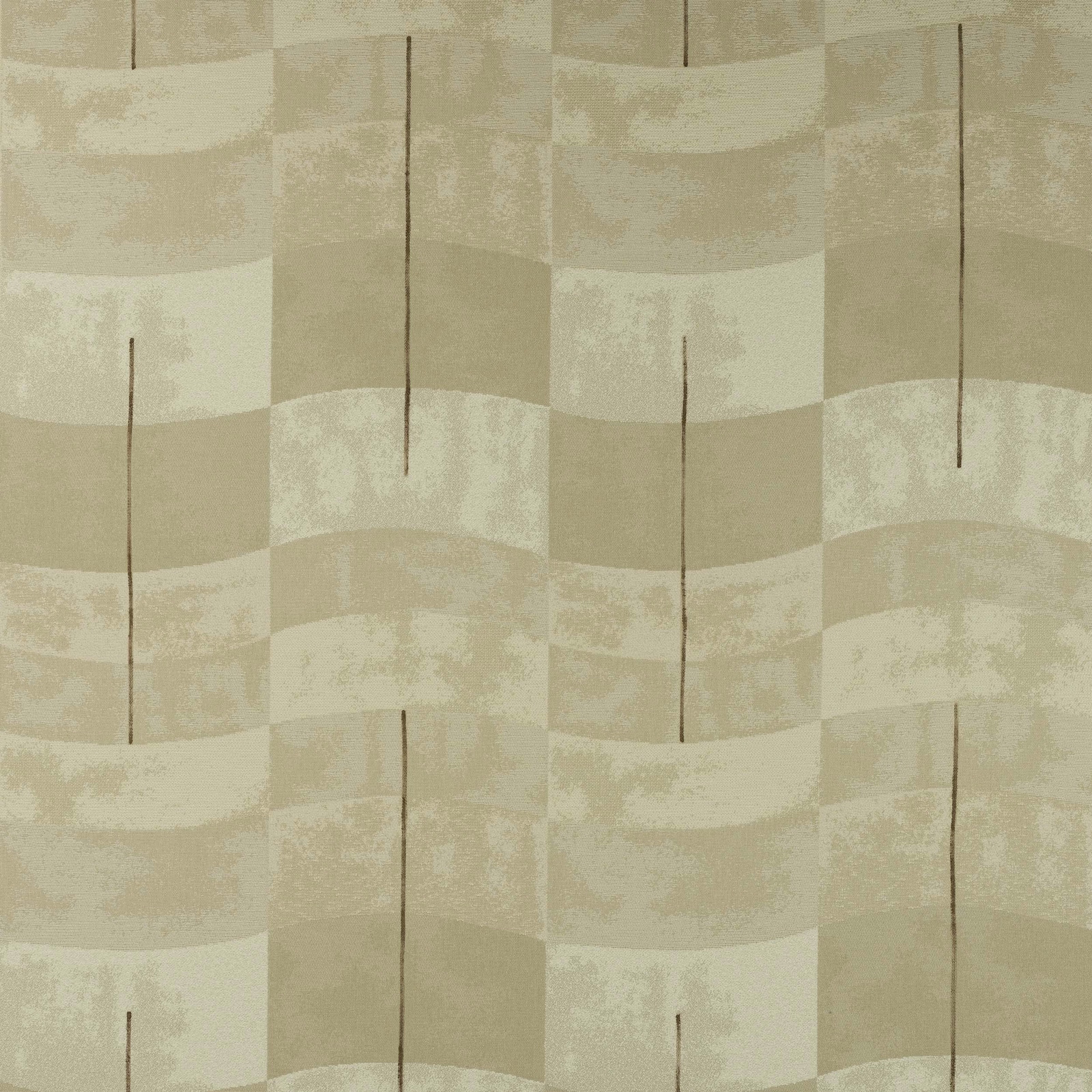 Abstract beige fabric with wavy bands and fine vertical lines