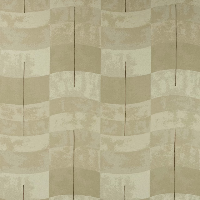 Abstract beige fabric with wavy bands and fine vertical lines