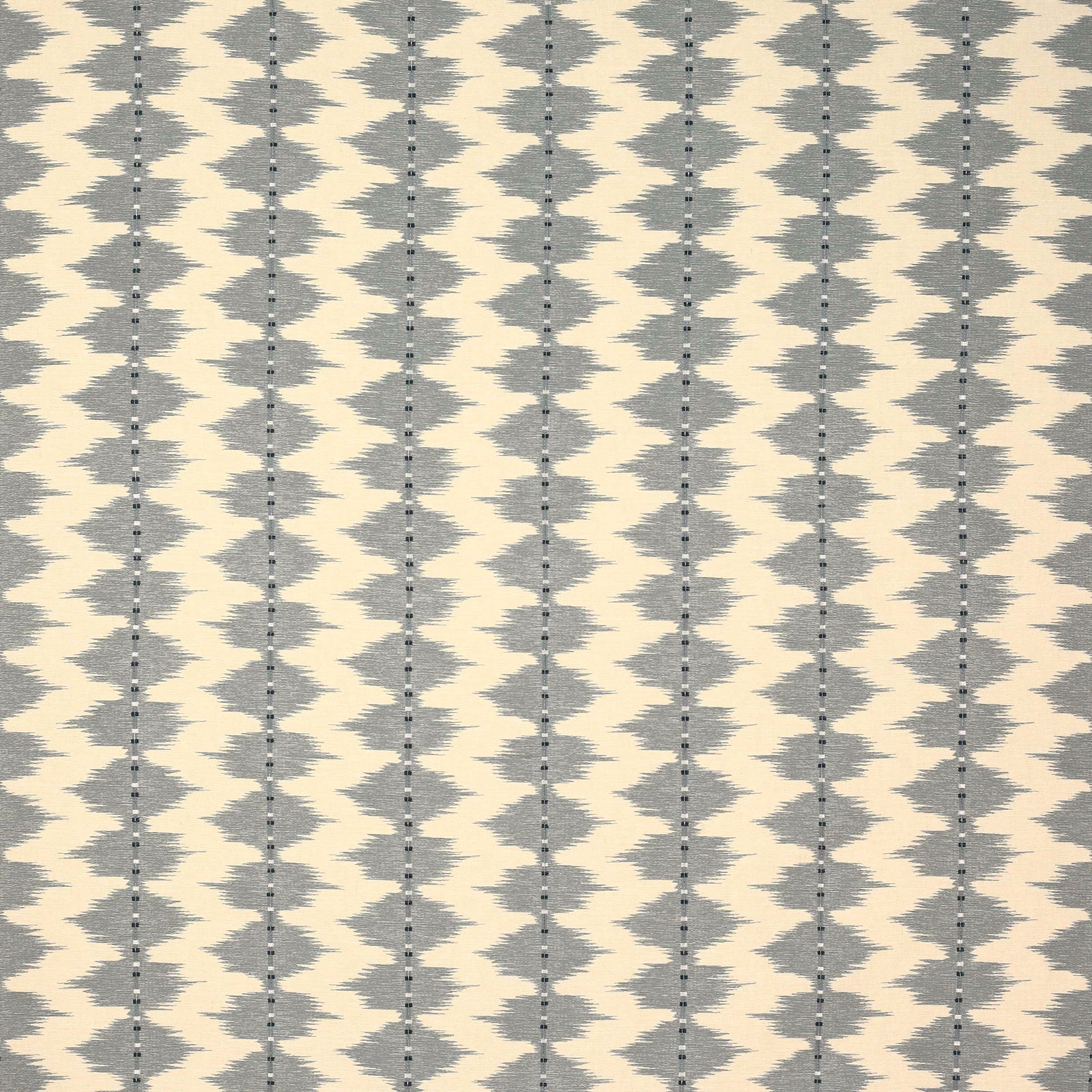Pale celadon and cream zigzag woven fabric with narrow vertical dotted stripes