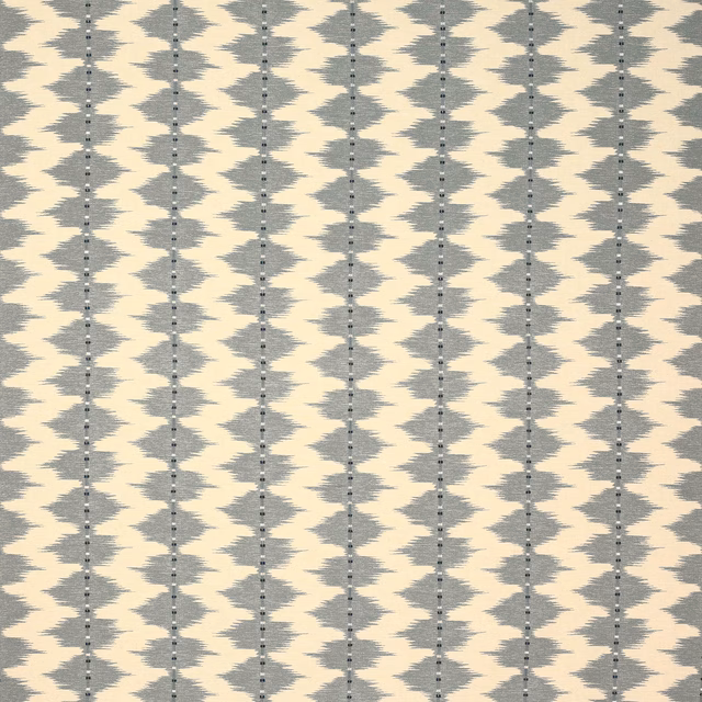 Pale celadon and cream zigzag woven fabric with narrow vertical dotted stripes