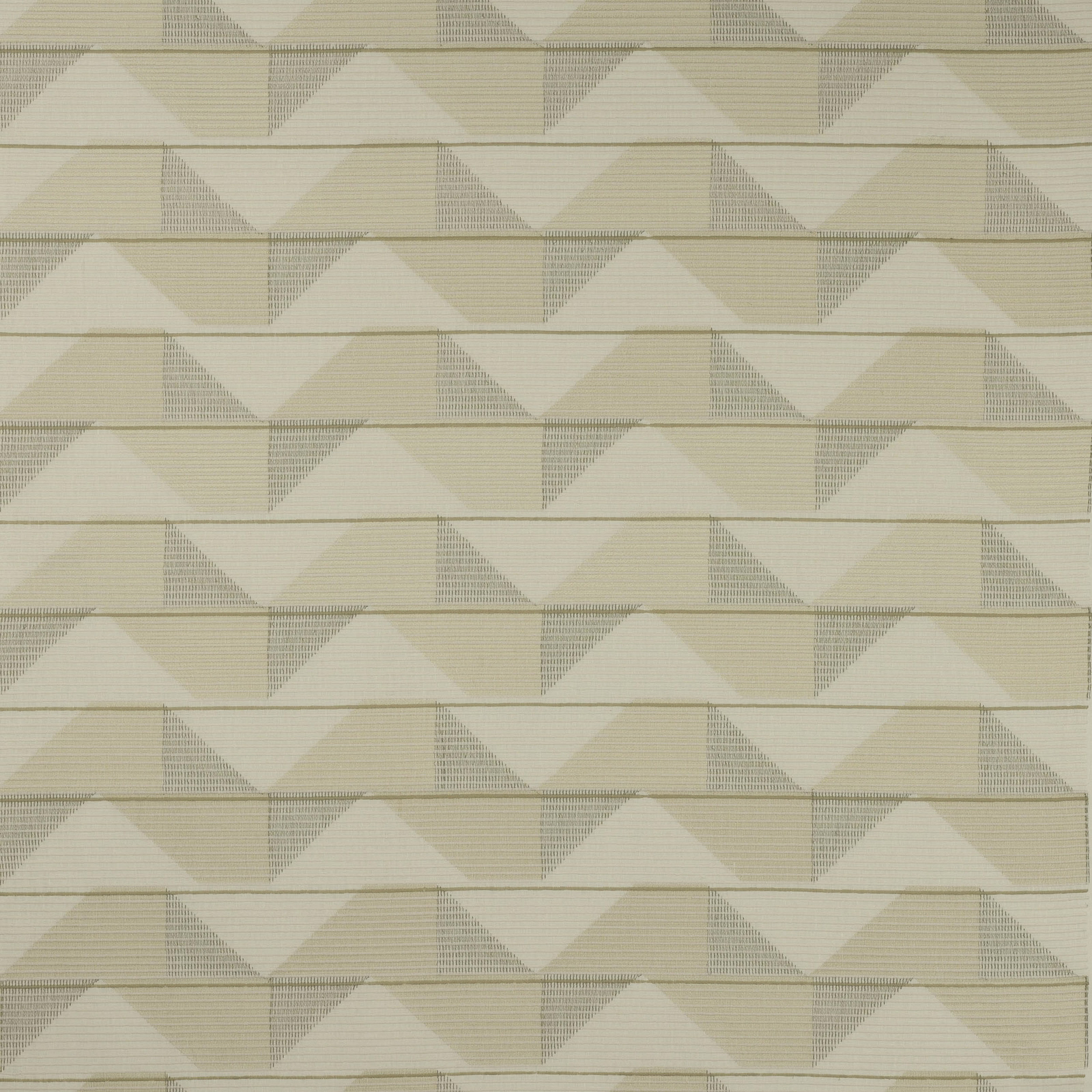 Ivory geometric woven fabric with pale triangles and fine ribbed texture