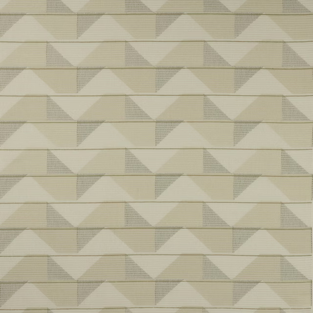 Ivory geometric woven fabric with pale triangles and fine ribbed texture