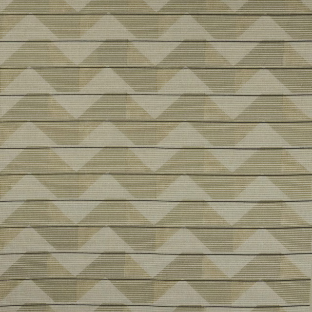 Sand beige geometric woven fabric with repeating zigzag triangles