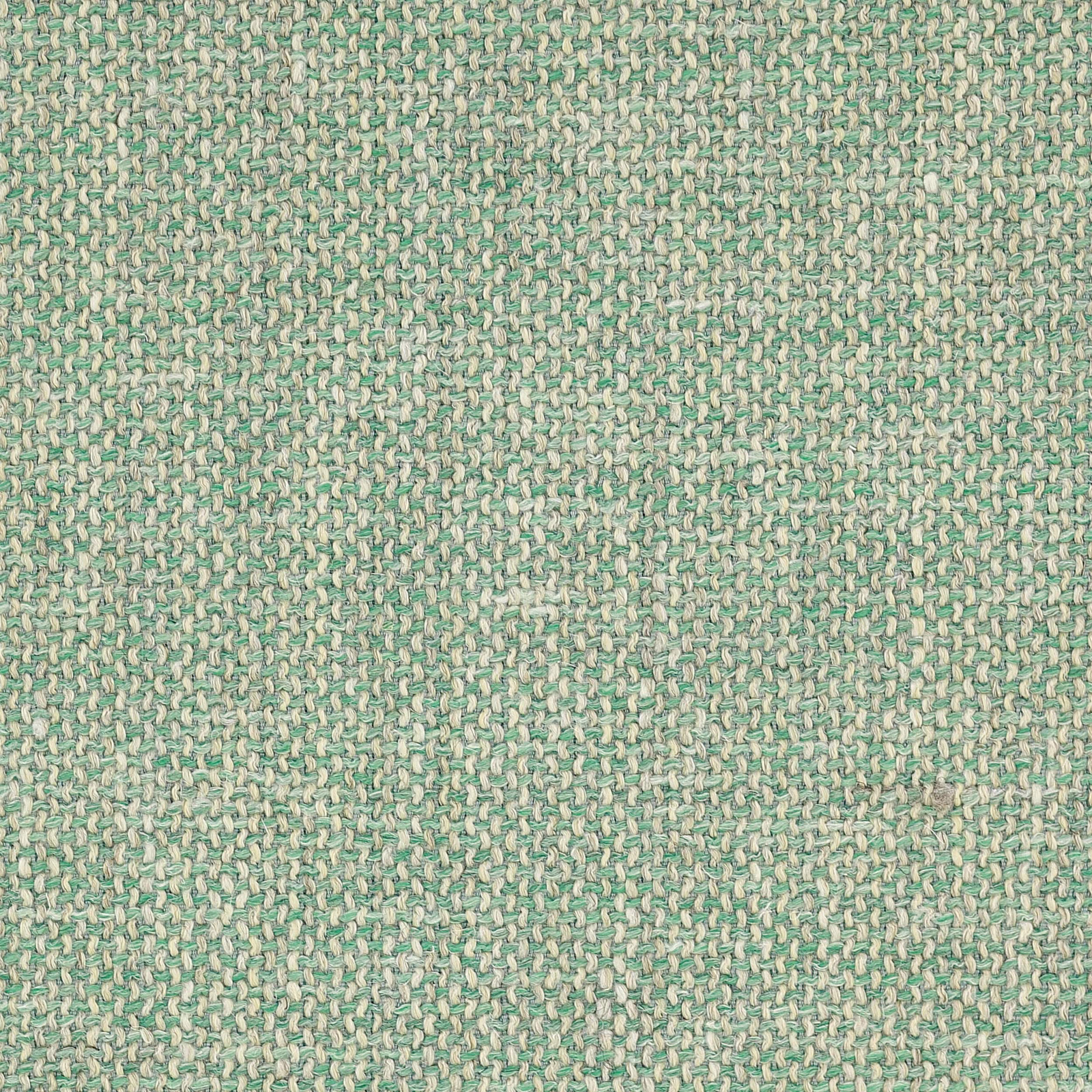 Close-up of a softly woven aqua green fabric with pale flecked texture