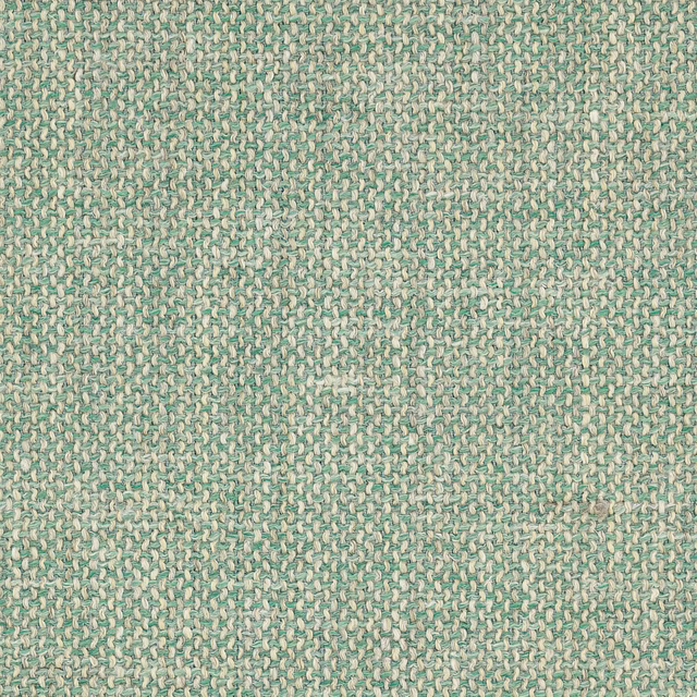 Close-up of a softly woven aqua green fabric with pale flecked texture