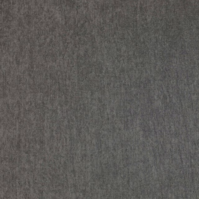 Close-up of a dark charcoal grey plain weave fabric with subtle mottling