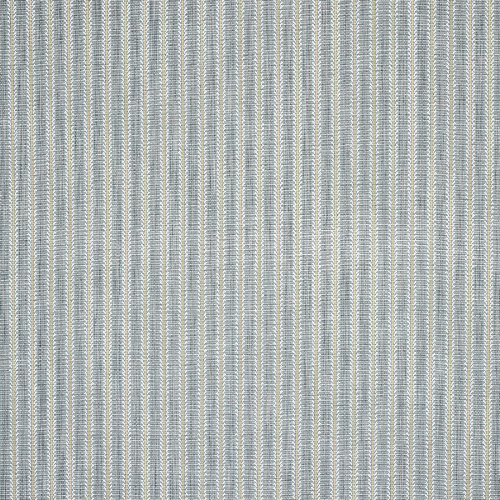 Soft old blue vertical stripe fabric with pale cream detailing and textured weave