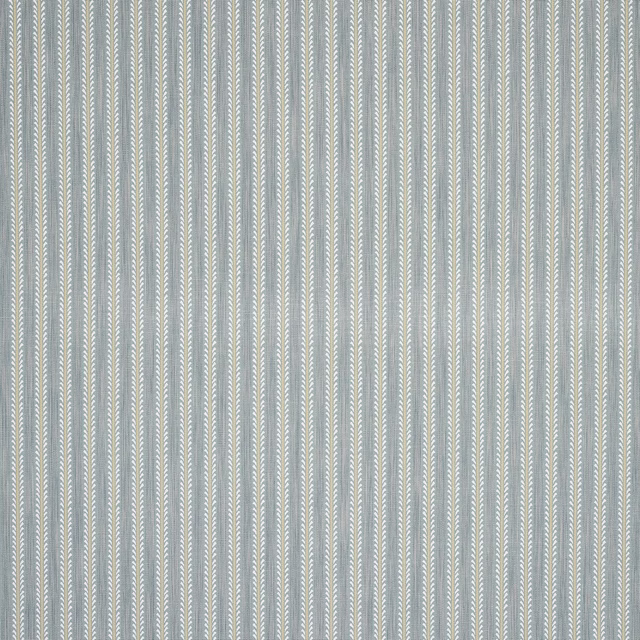 Soft old blue vertical stripe fabric with pale cream detailing and textured weave