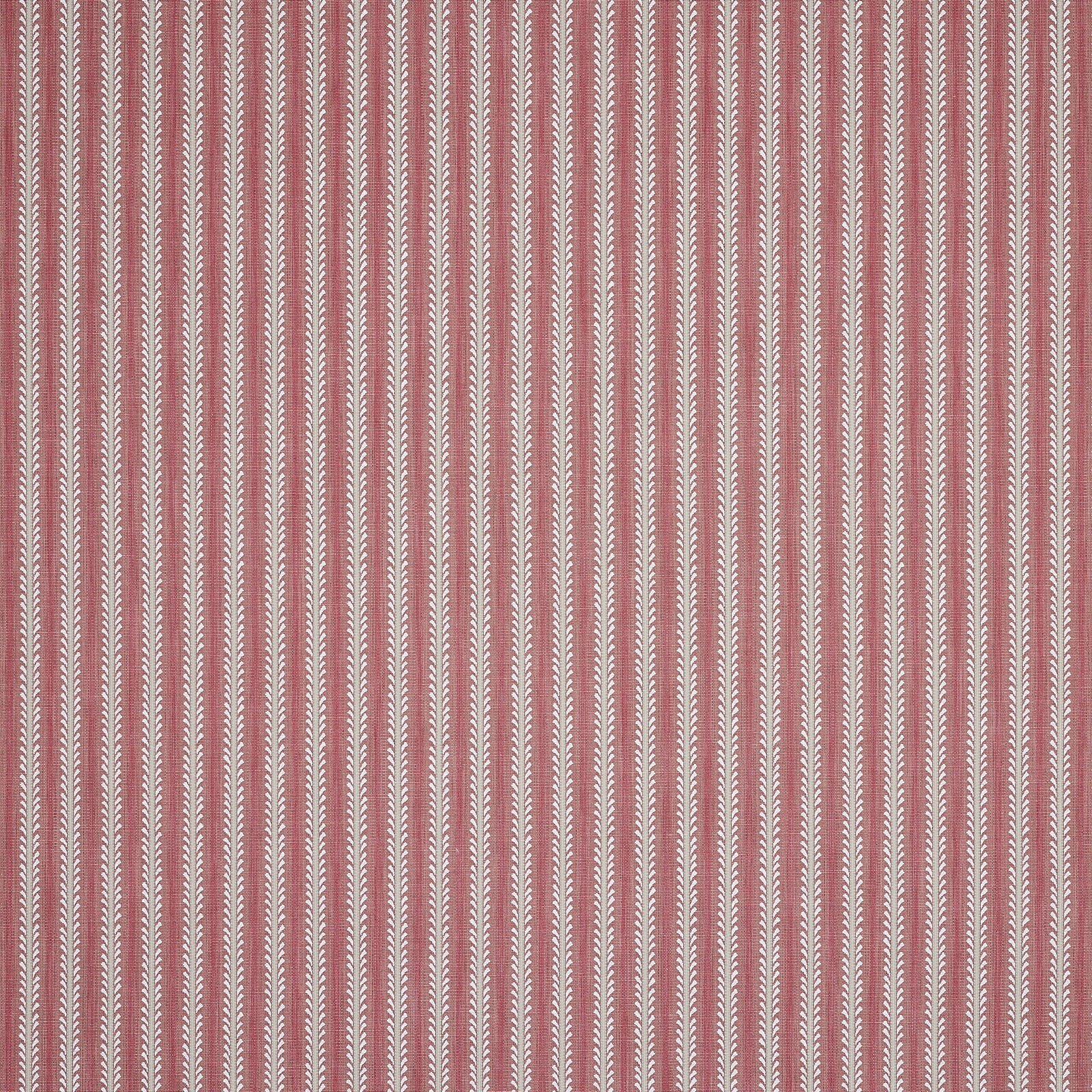 Vertical dusty rose and ivory stripe fabric with leaf-like woven detail