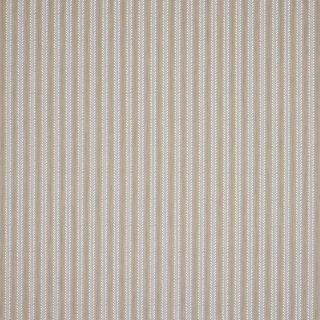 Stone beige vertical stripe fabric with fine ivory trailing detail
