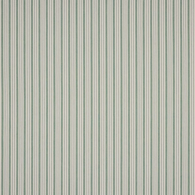 Vertical soft sage and cream pinstripes with a fine woven texture