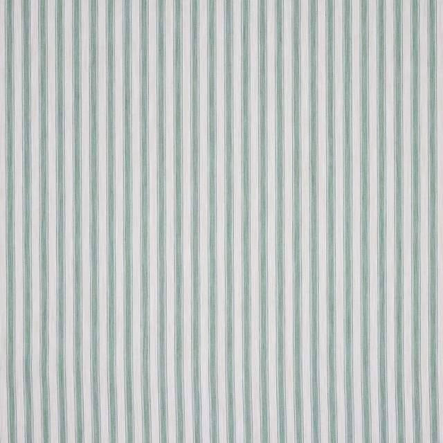 Vertical forest green and ivory pinstripes on a softly textured fabric swatch