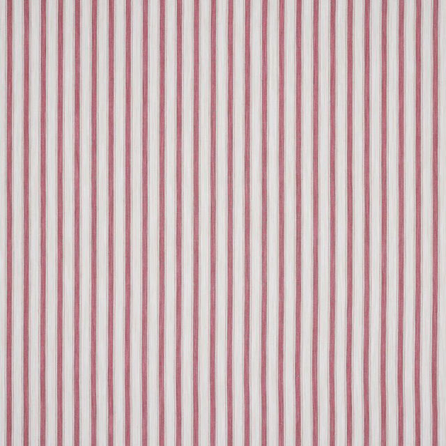 Ivory fabric swatch with slim vertical fuchsia pink stripes
