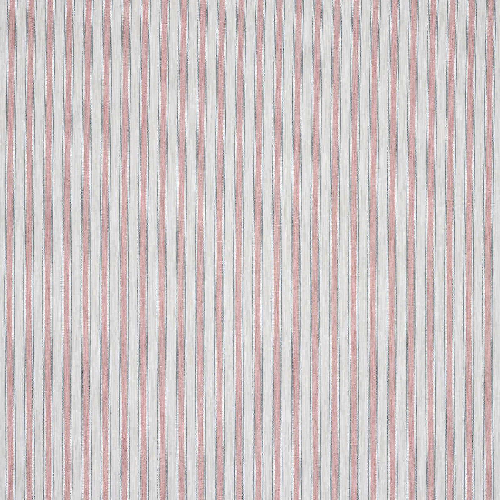 Vertical fine stripe fabric in soft old pink, cream and pale grey tones
