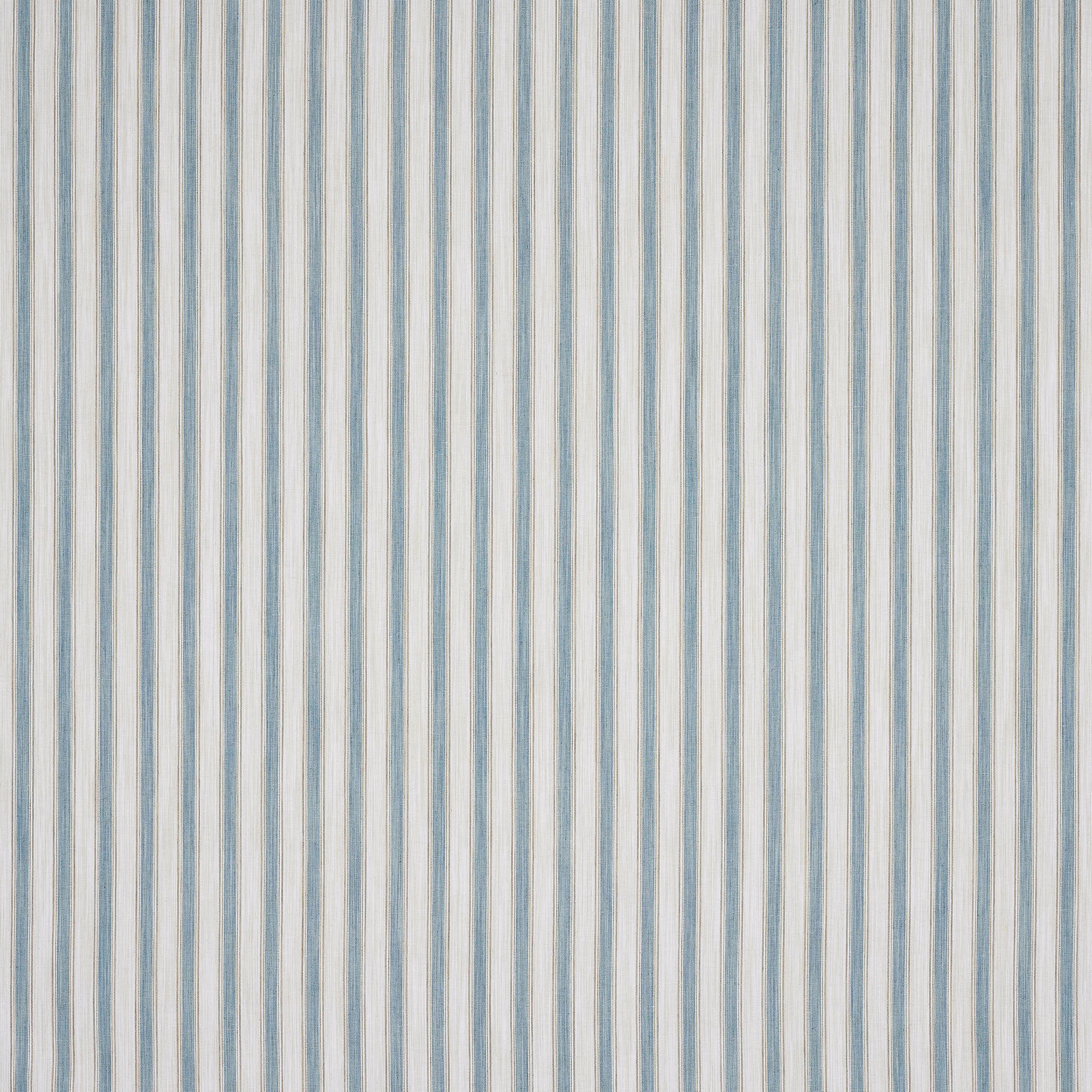 Vertical teal and ivory striped fabric swatch with fine woven texture