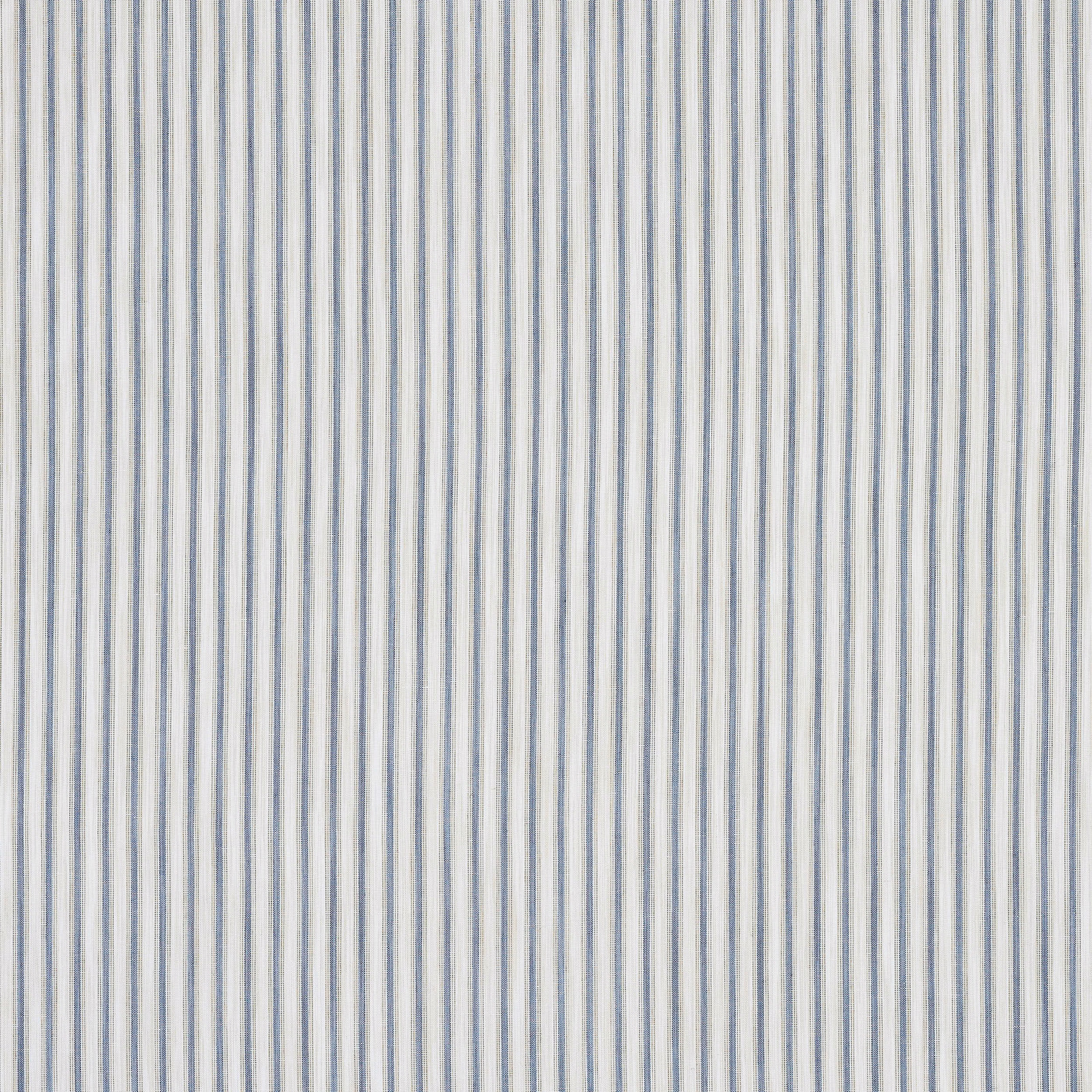 Vertical pale blue and grey pinstripes on an ivory woven fabric