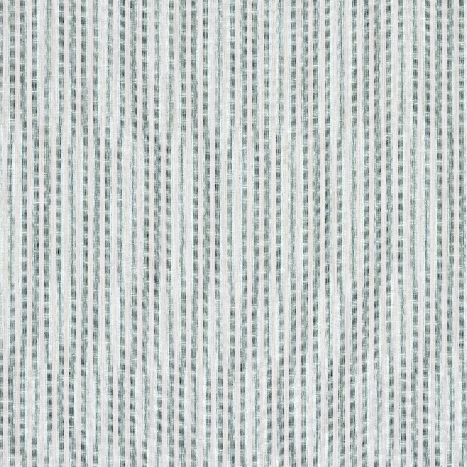 Fine vertical forest-green and pale stripe fabric with a crisp linen texture