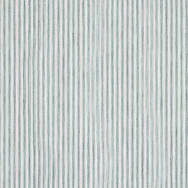 Fine vertical forest-green and pale stripe fabric with a crisp linen texture