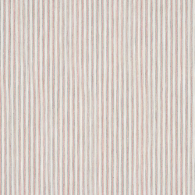 Fine vertical stripe fabric in soft old pink, cream and pale grey tones