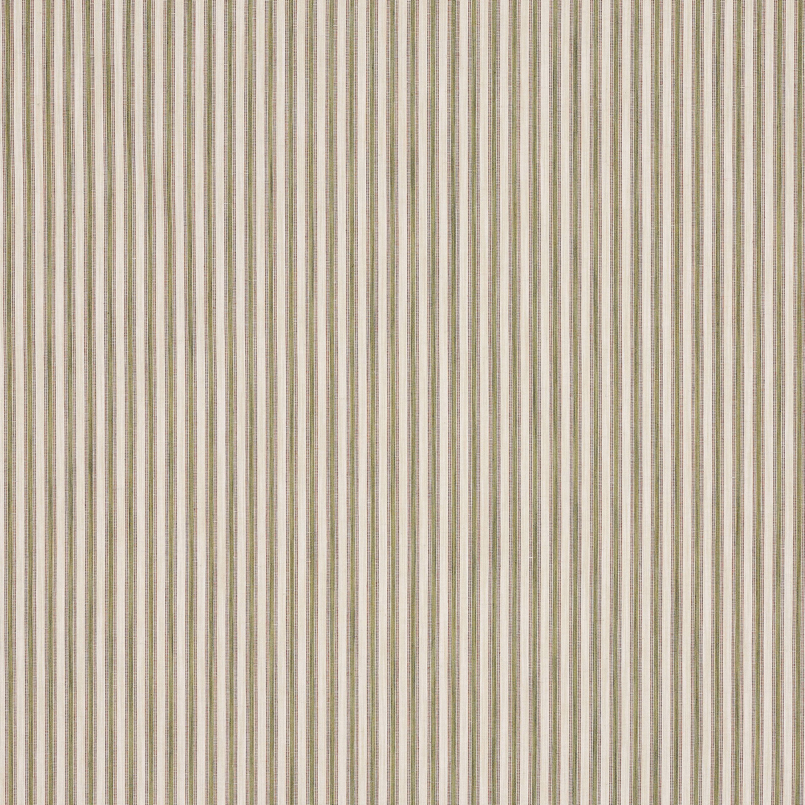 Vertical olive and cream pinstripes on a finely woven fabric swatch
