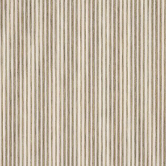 Vertical olive and cream pinstripes on a finely woven fabric swatch