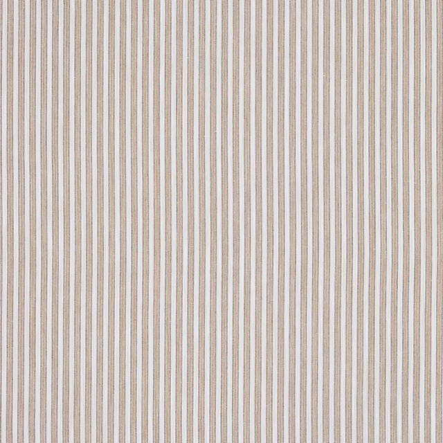 Fine vertical sand and ivory stripes on a softly textured woven fabric swatch