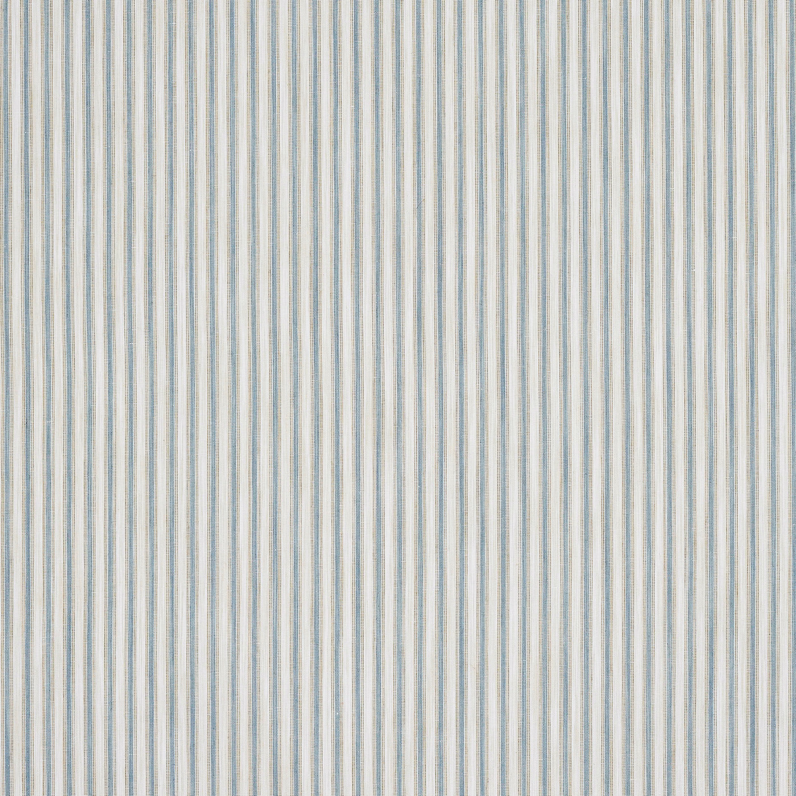 Fine teal and pale blue vertical pinstripes on a light woven ground